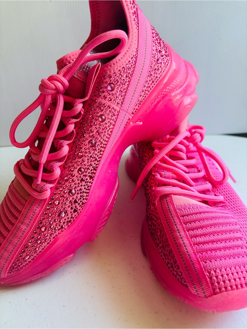 Steve Madden NY90 Hot Pink Embellished Athletic Sneakers